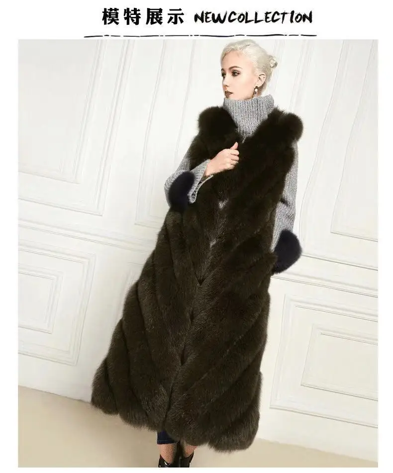 women winter vest  faux fox fur vest  faux fur waistcoat  for ladies with long style Factory price Shenzhen Lily Cheng