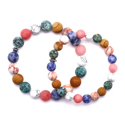  Special Design Fashion Healing Colored Natural Matte Stone Bracelets White Turquoise For Women
