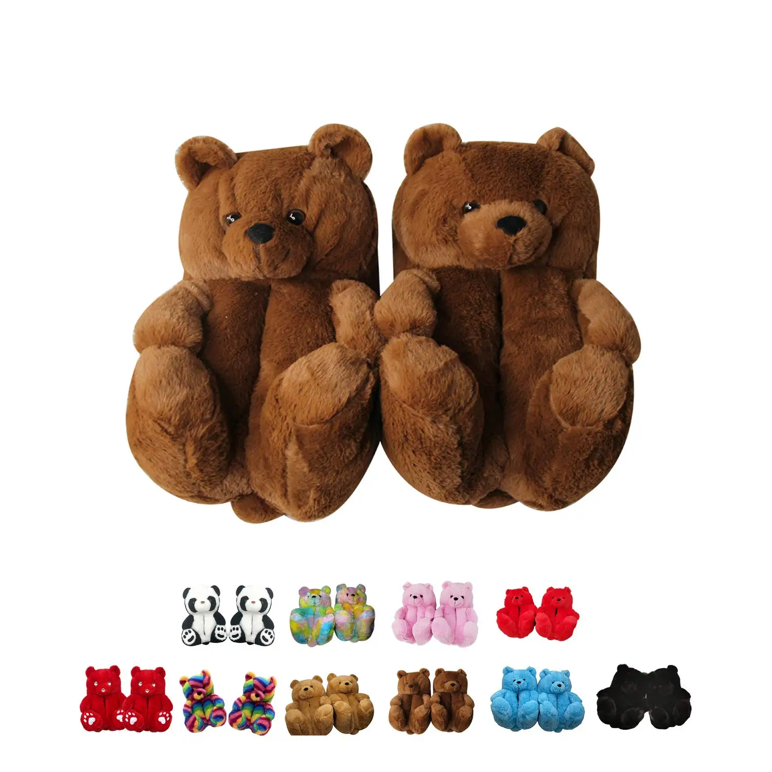 Teddy bear slippers 2022 fuzzy teddy Wholesale Plush adult Slipper House teddy bear slippers for women girls