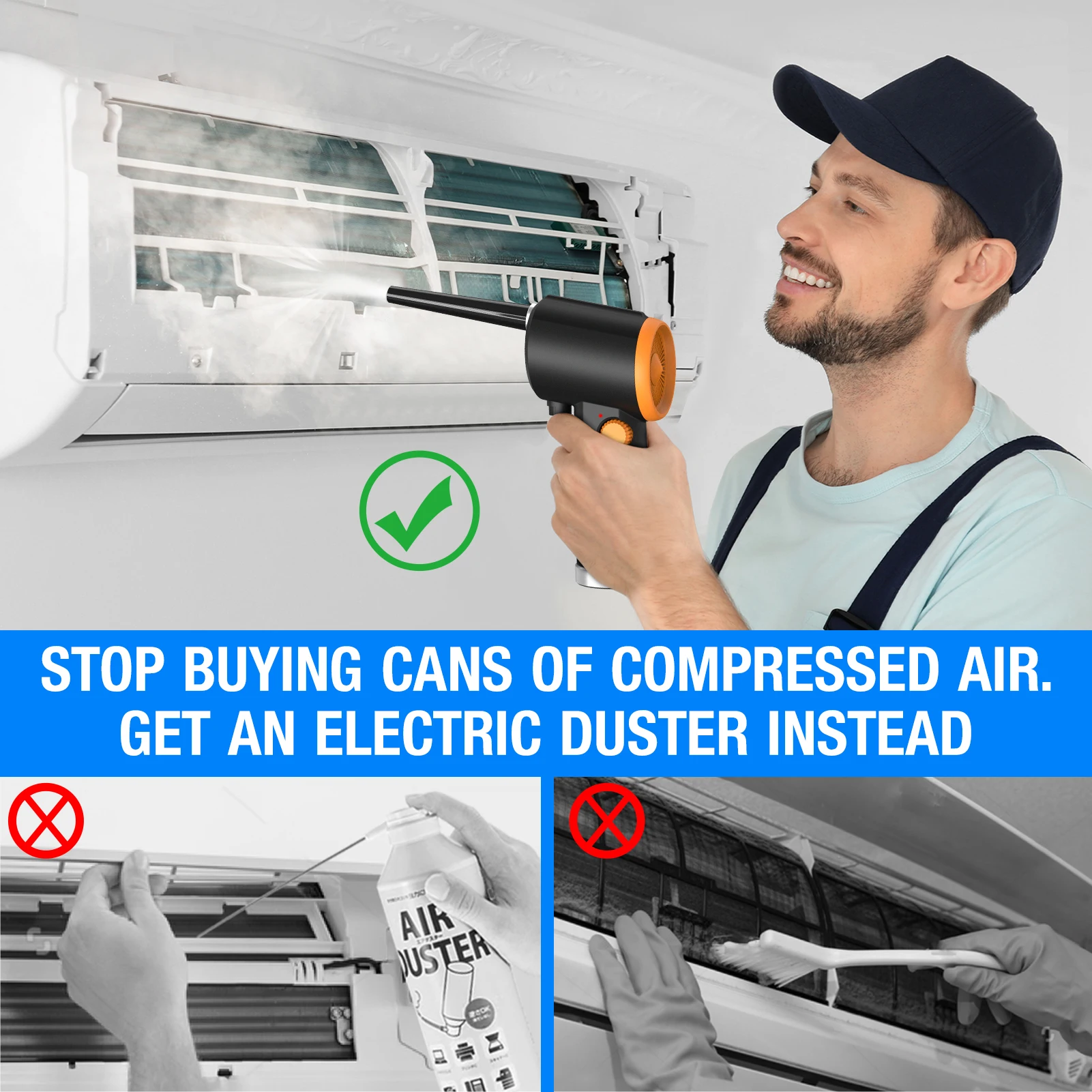 OPOLAR Computer Keyboard Cleaner Electric Compressed Air Duster Portable Cordless Air Duster