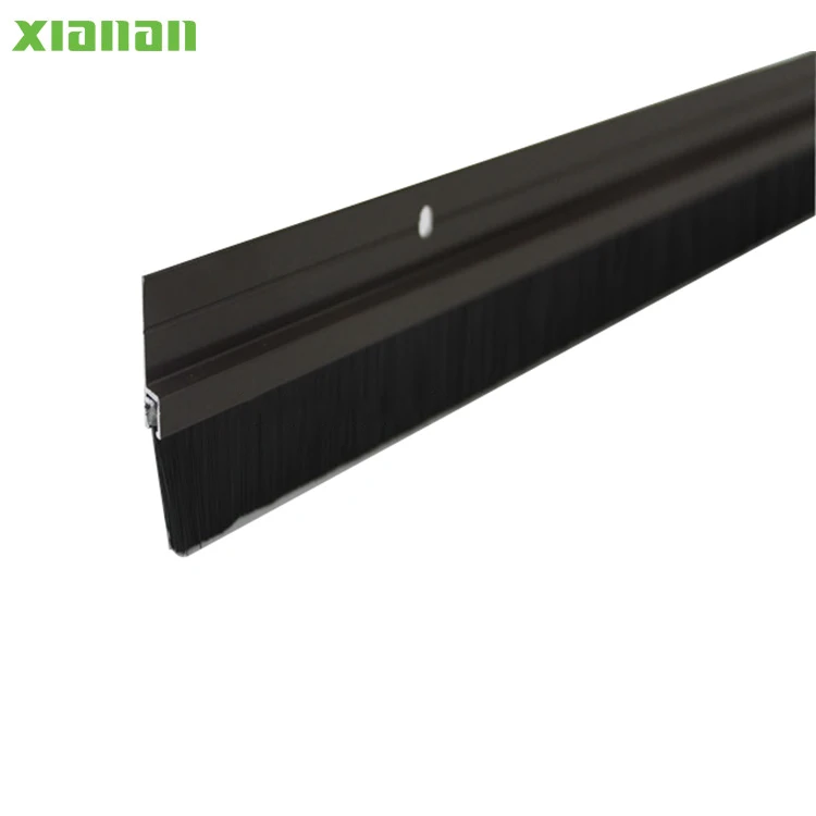 XA190091L silver block the insects  door sweep brush with aluminum base noise resistant door brush stripping
