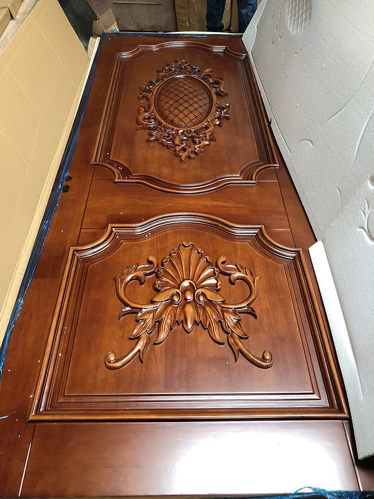 The latest design wooden modern swing interior solid wood door residential interior room safety villa steel door