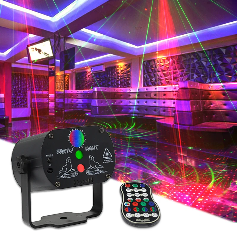 Remote control Mini RGB LED Laser Projector DJ disco Stage Light Red Blue Green Lamp USB Rechargeable Wedding Birthday Party