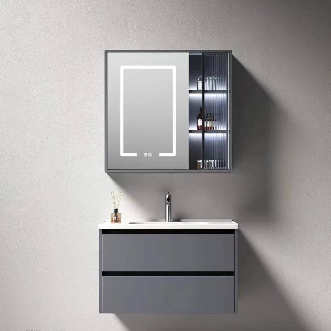 Honeycomb Aluminum Wall Mounting Bathroom Washbasin Cabinet with Touch Screen Smart Bathroom Vanity Mirror