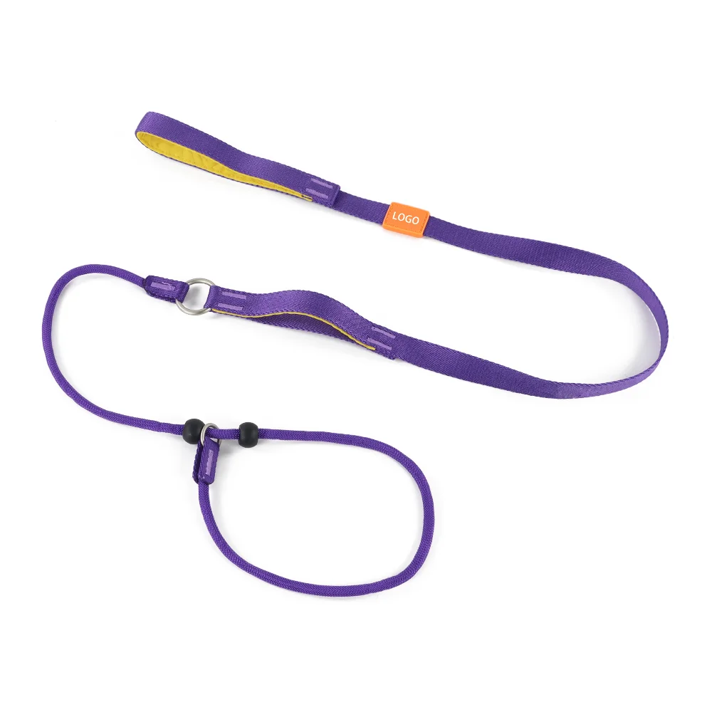 Medium Large Dogs No Pull Training Rope Dog Collar Leash Anti-Choking Slip Lead Functional Slip Lead Nylon Rope Style for Dog