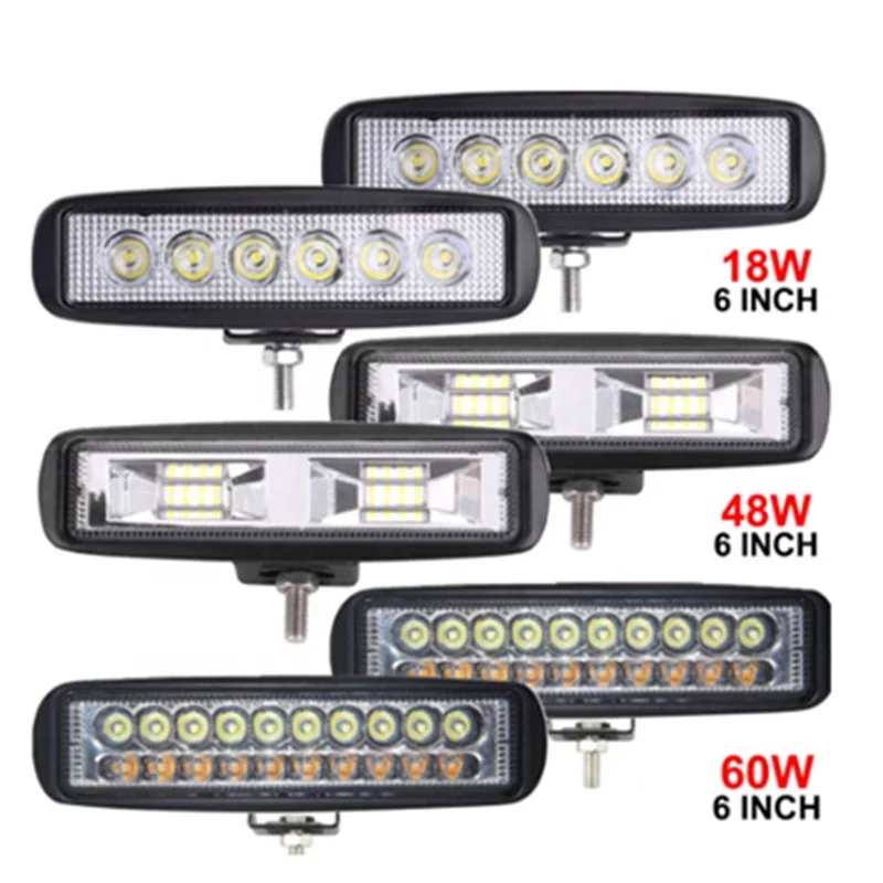 6 Inch Daytime Running Light Spotlight 18W  48W 60W 12V 24V LED work Light Bar for Motorcycle Offroad 4x4 ATV Truck Tractor