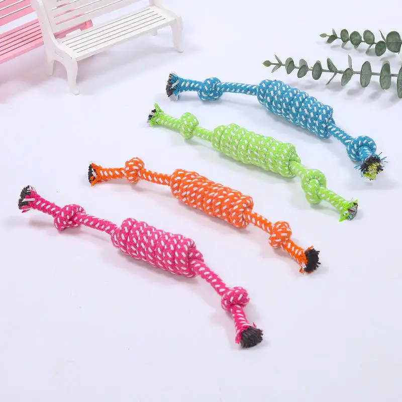 Factory Wholesale Multicolor Cotton Rope Braided Bite-Resistant Cleaning  Dog Toy Pet Toy Ball dog toys for aggressive chewers