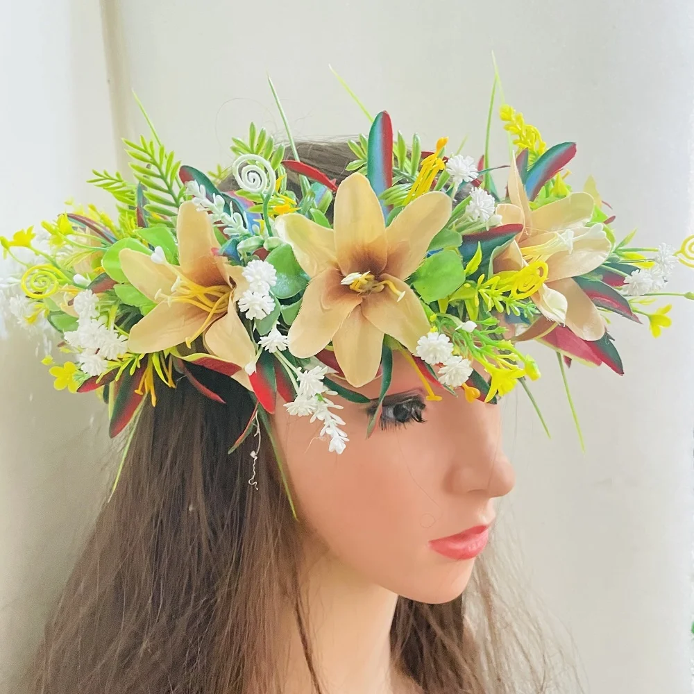 Fabric floral headband Artificial tropical plumeria Island frangipani tiare hibiscus pin comb headband dancing party accessories