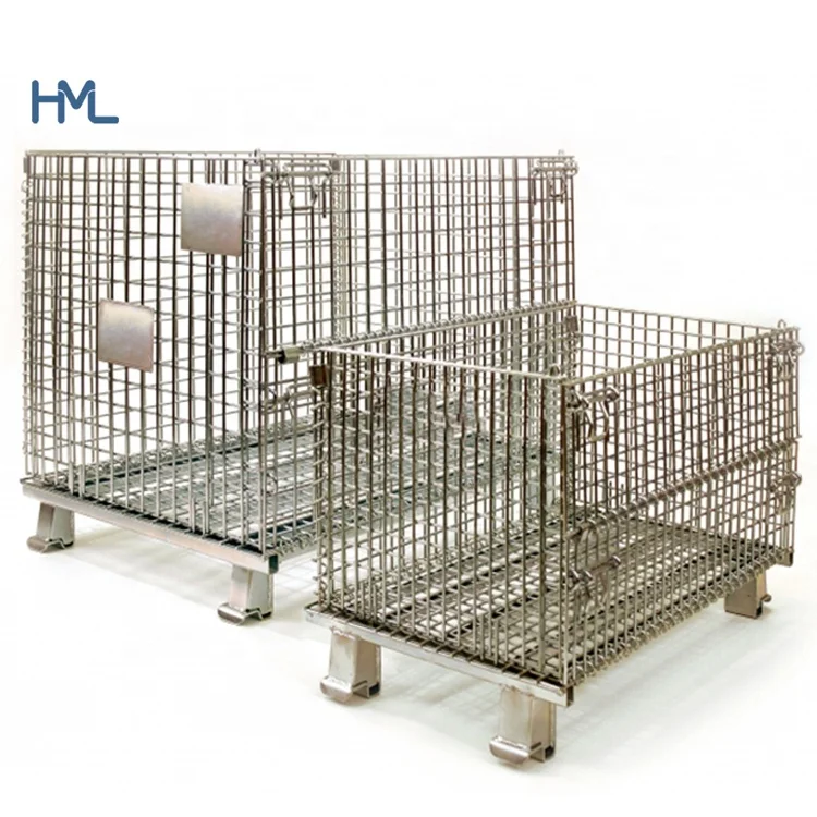 Heavy duty galvanized logistic foldable wire mesh storage cage