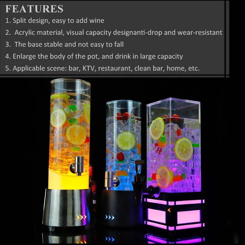 Stainless steel Draft Beverage Beer Dispenser portable light Tower with LED Lights
