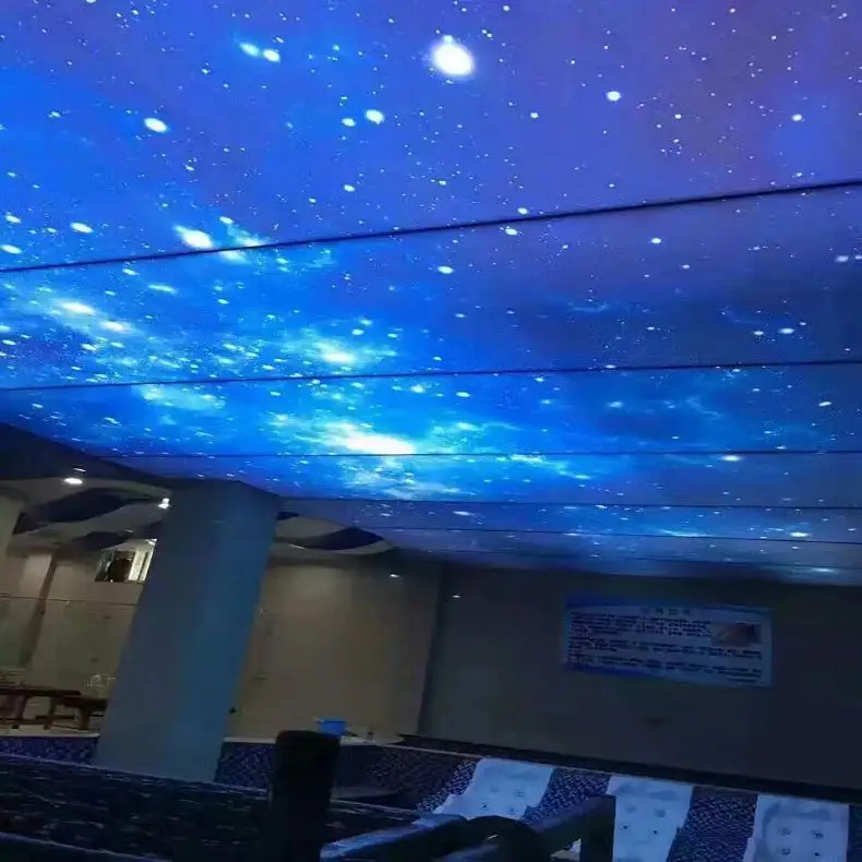 Interior decorative Modern False roof ceiling tiles 3d starry sky printed stretch ceilings film design for house living pop room