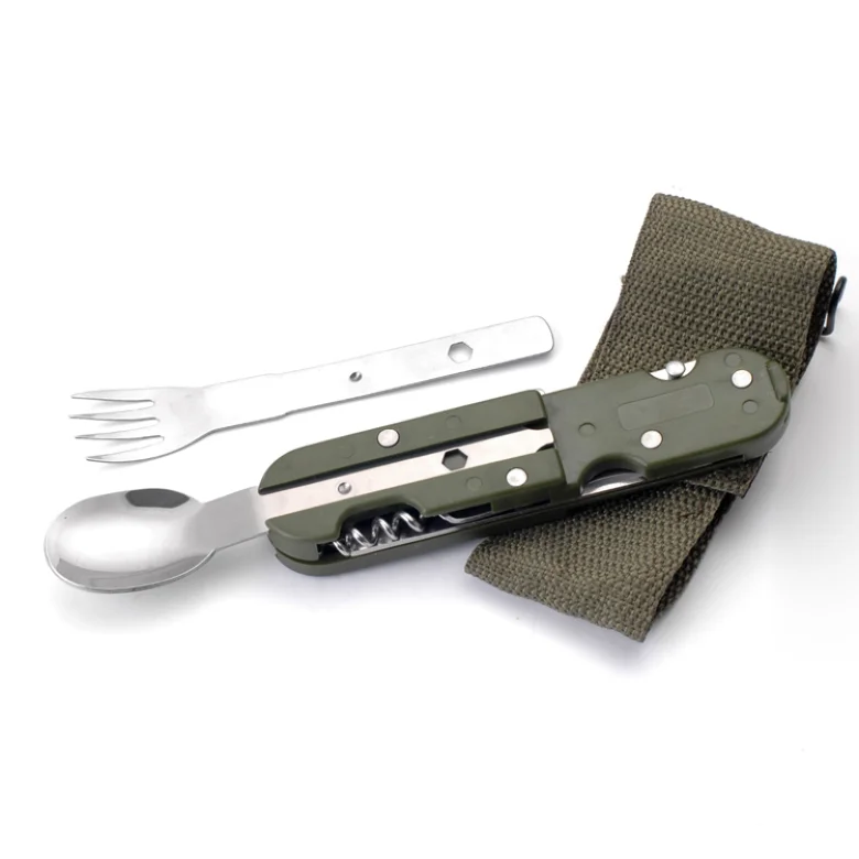 
Stainless Steel Multifunctional Folding Tableware Outdoor Camping Portable Cutlery Set Knife Fork And Spoon 