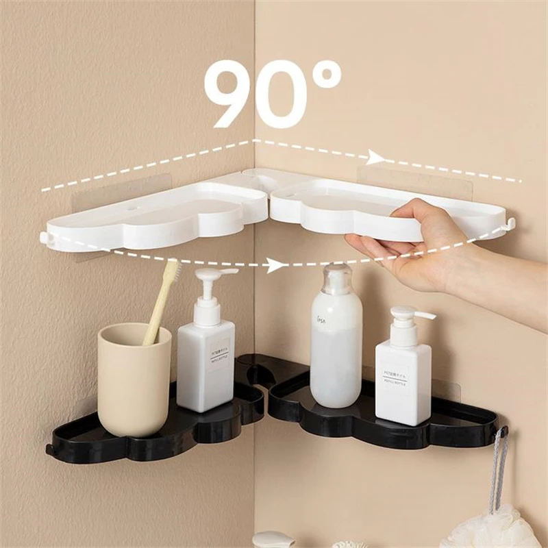 Bathroom Accessories Wall Mounted Suction Plastic Storage Rack Shelf Traceless Tape Plastic Wall Shelf