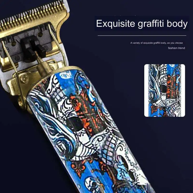 Pearlmax USB Cordless Haircut Grooming Hair Cutting Trimmer Skull Printing Men Electric Hair Clipper