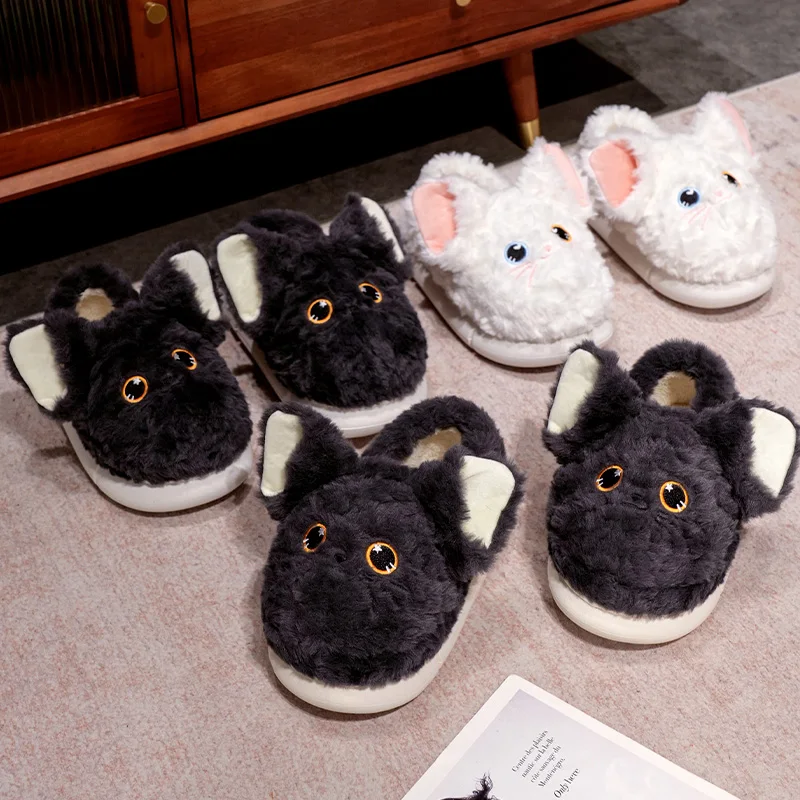 Fashion Winter Warm Unisex House Slippers Cute stuffed animal Devon Cat Shoes Home warm Soft slippers