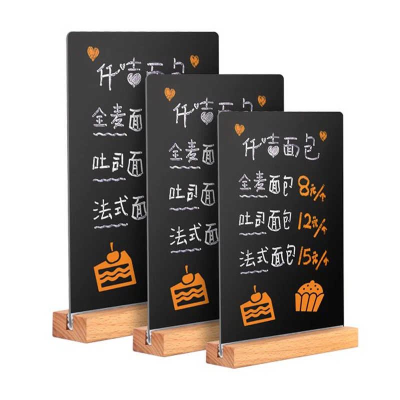 DIY Handwriting acrylic menu sign board, A4 A5 A6 T L Shaped Tabletop black Acrylic menu poster Sign Holder display board