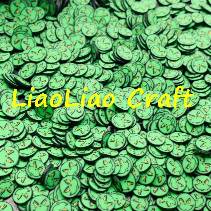 500g Mixed polymer clay Christmas Series Halloween Green monster slices for nail art decals DIY Crafts Slime Filling Accessories