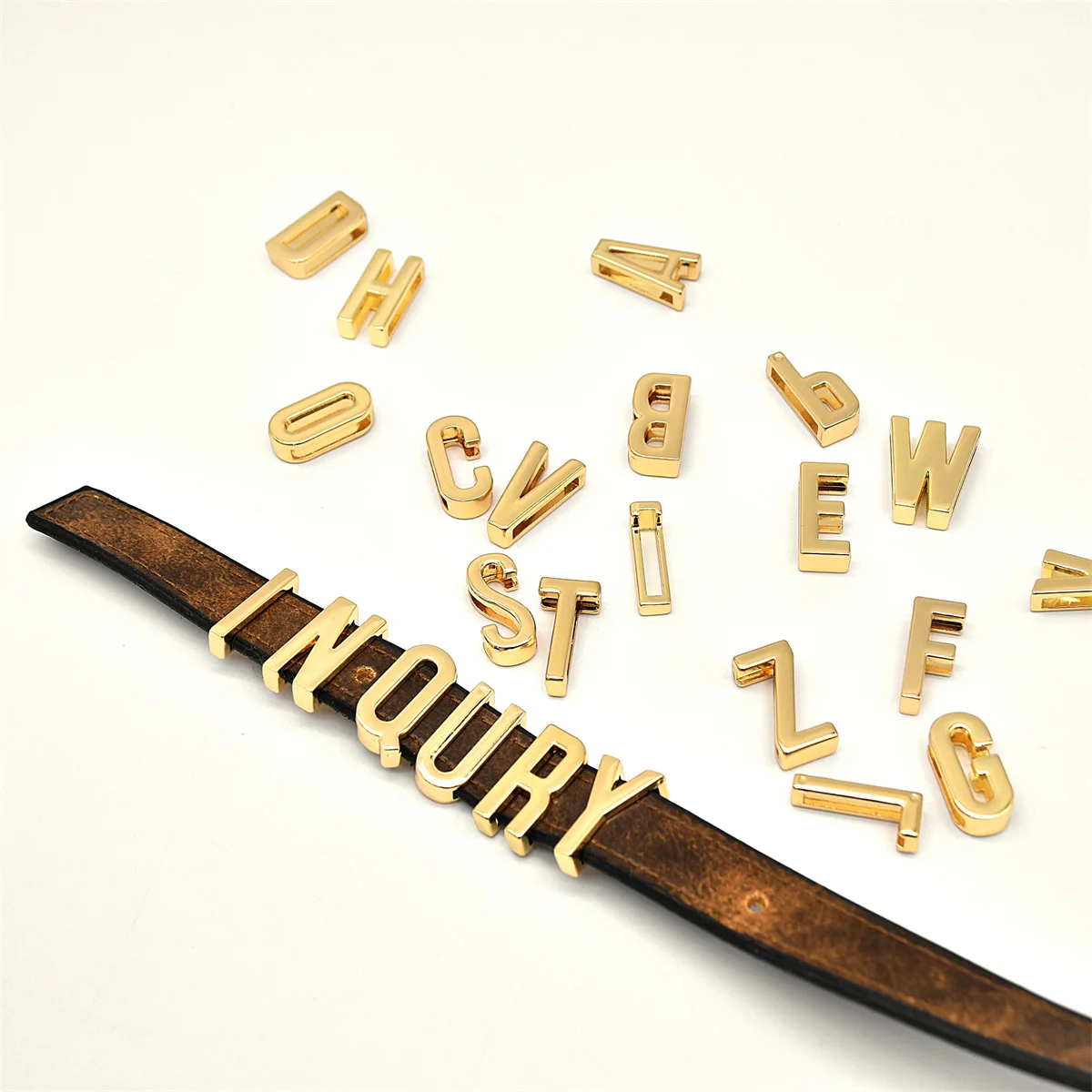 Custom alloy casting service bag accessories decorations fashion Letters Metal Plate new model letters for belt webbing