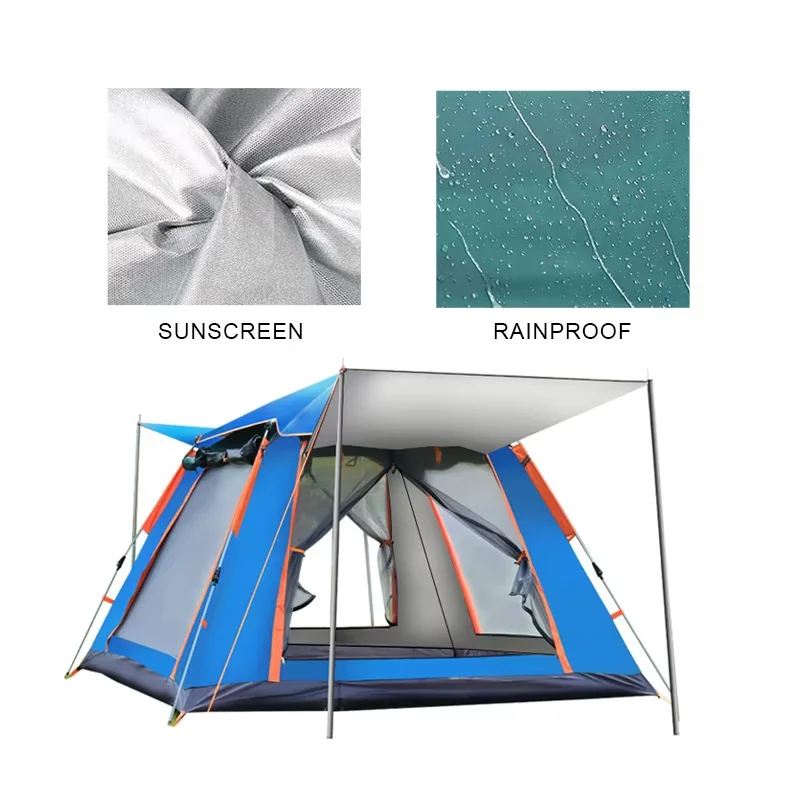 Best Price Single Layer Automatic Waterproof 4-6 Person Outdoor Camping Sleeping Tent Two Aluminum Pole Family Parties