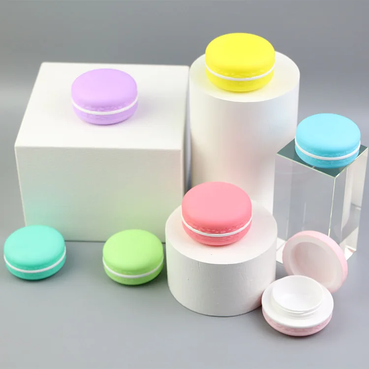 Portable Macaron Colored Plastic Jars 5g 10g purple blue green pink yellow Cute Plastic Cosmetic Packing Jars