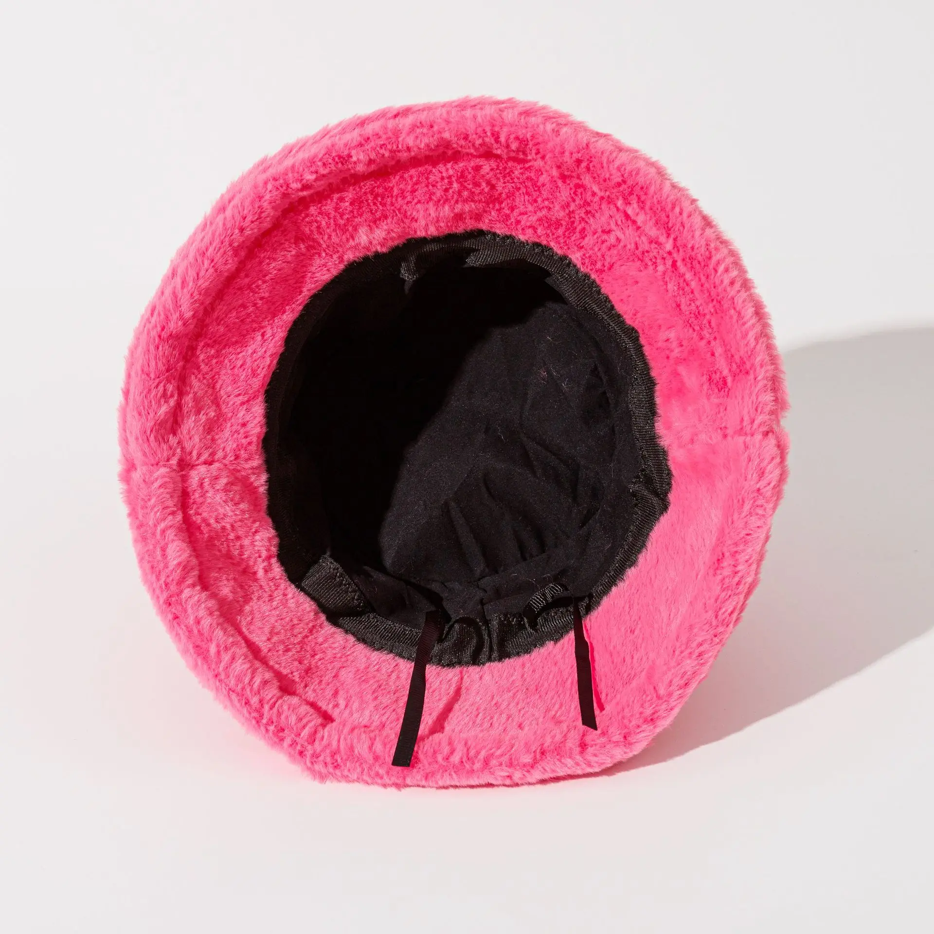 Autumn and Winter Women Warm Plush Fisherman Cap Wide Brim Furry Fuzzy Fluffy Faux Fur Bucket Hat