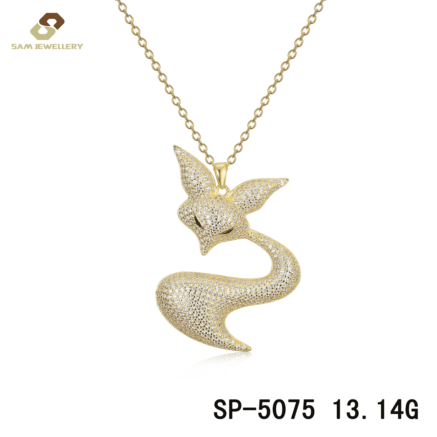 Fox Jewelry Set 18K Gold Plated Fox Necklace Pendant Pave Zircon Animal Pendant Kids Jewelry Necklace