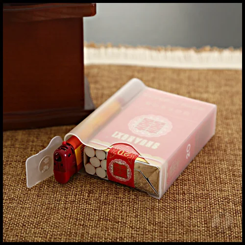 
1PCs Portable Transparent Plastic Cigarette Case Box with Smoke Lighter Anti-pressure Lighters Storage Holder Smoking Gadget 