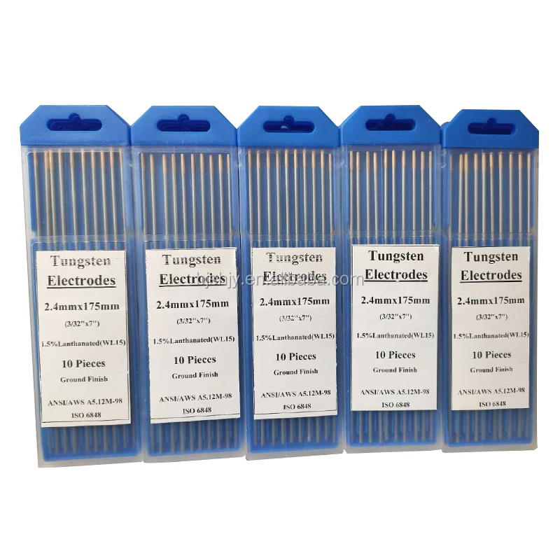 Custom Size Tig Arc Welding 1.5% Lanthanated WL15 Gold Tungsten Electrode 2.4mm