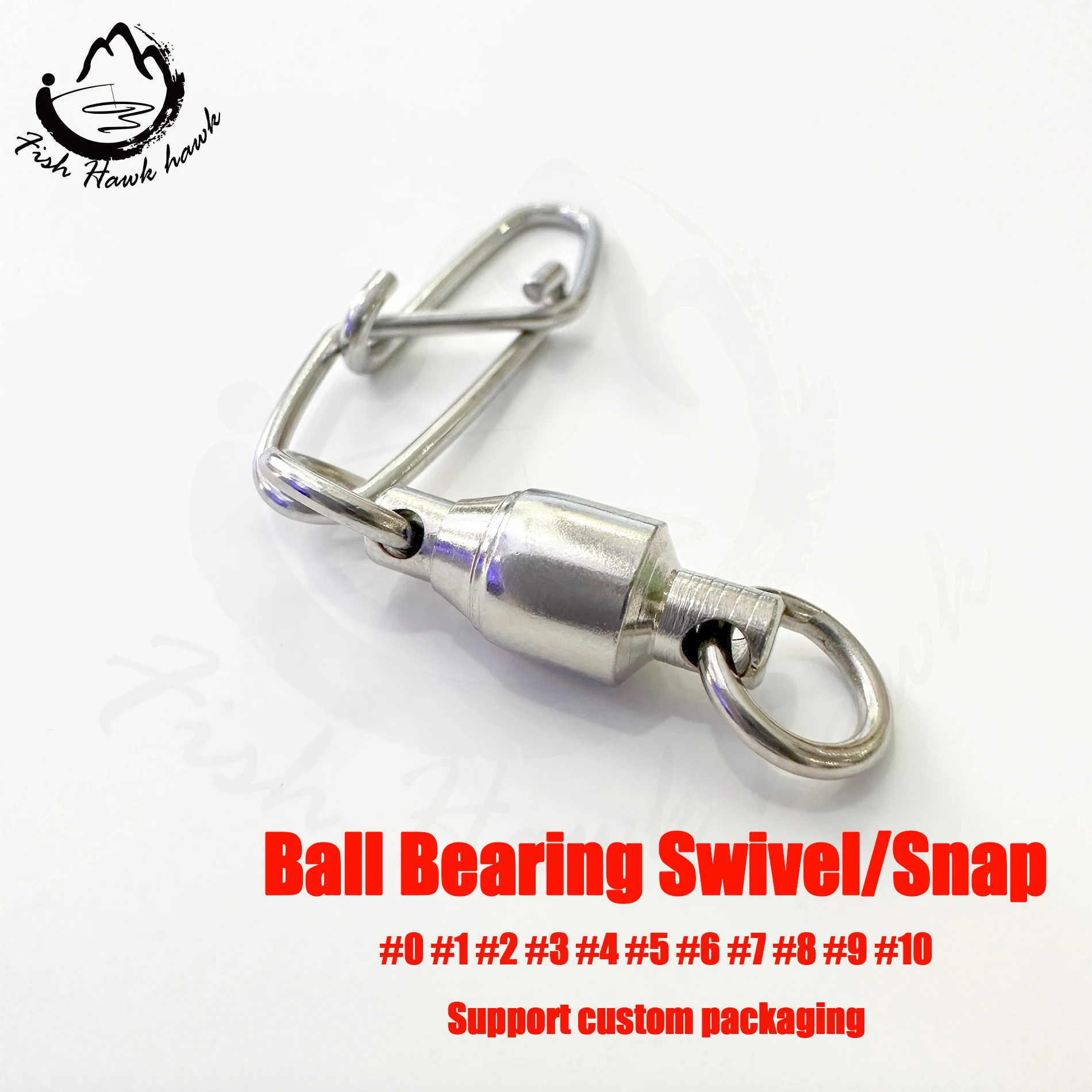 Wholesale #1 #2 #3 #4 #5 #6 #7 High quality strong ball bearing fishing swivel with snap for saltwater fishing jigging bait