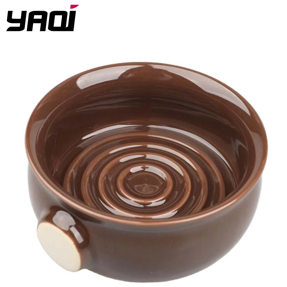 Yaqi New brown ceramic mens shaving bowl Bottom pattern easy to bubble lather coffee color