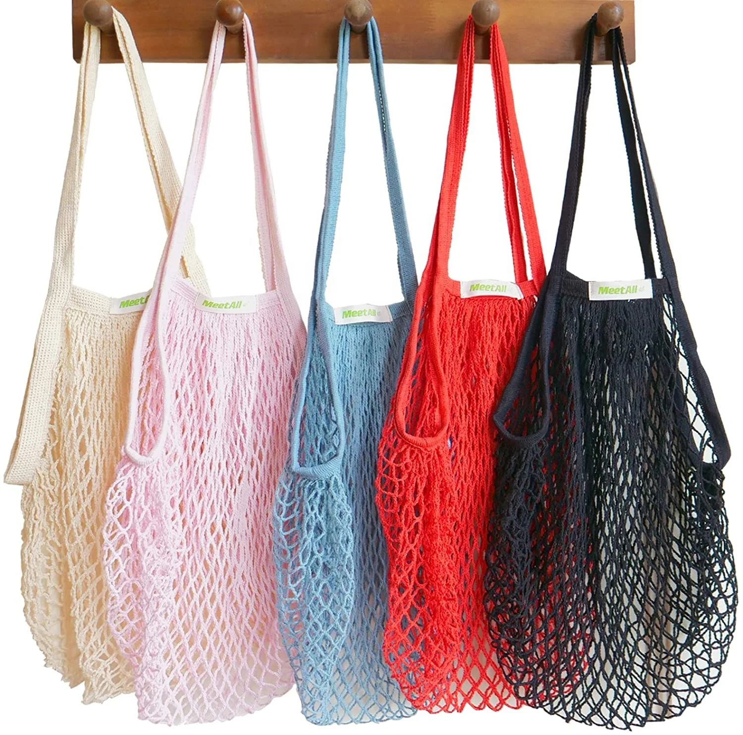 Многоразовые сетчатые продуктовые сумки, шикарные тоуты из хлопка на шнурке с прочной ручкой