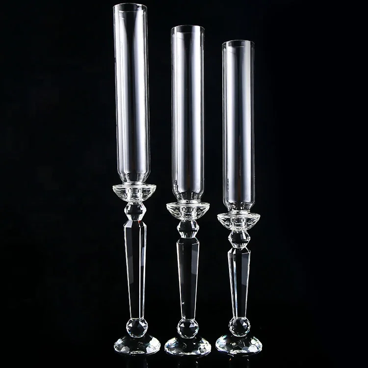 Gorgeous sets wedding glass crystal candle holders decorative glass chimney decoration for home living decoration