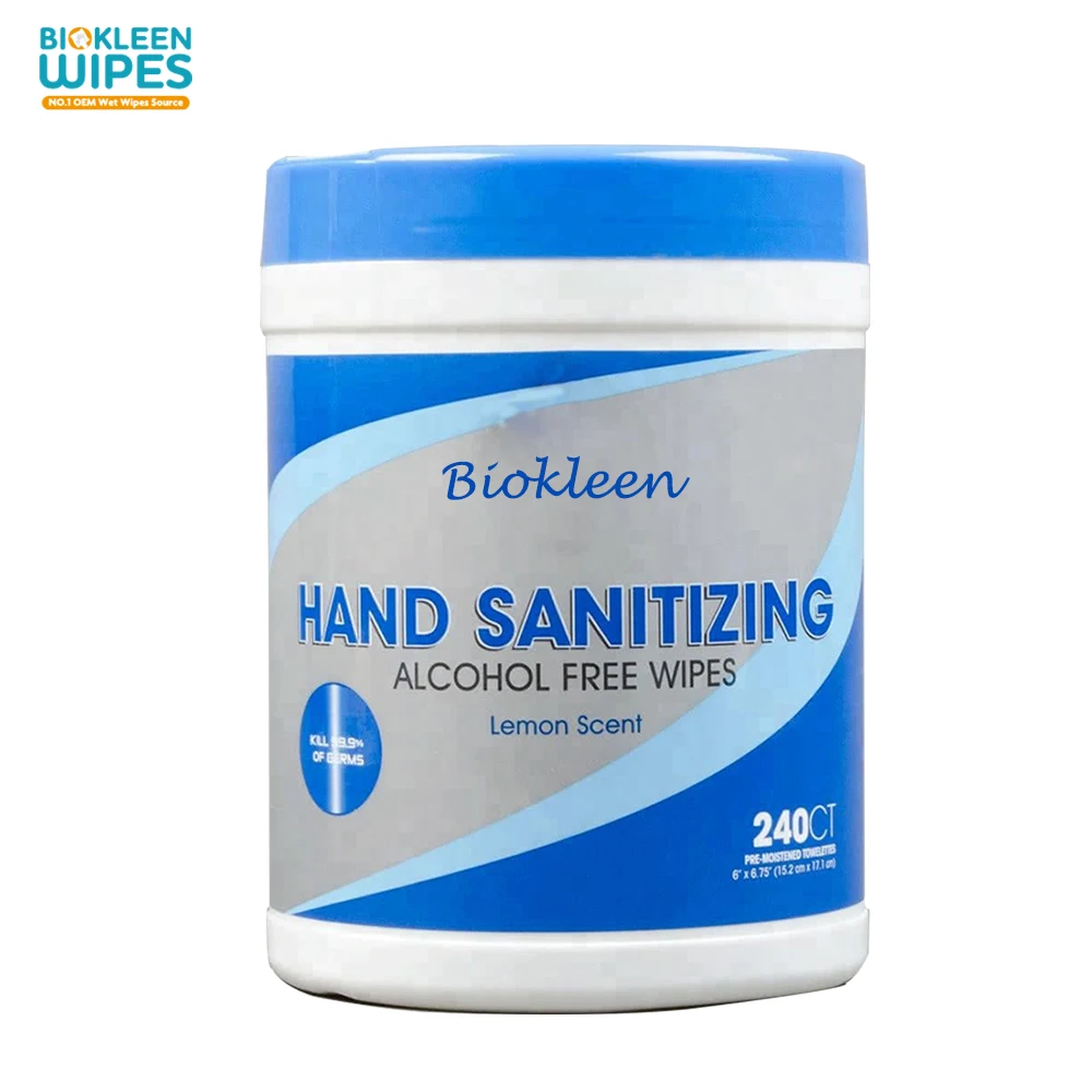 Biokleen Private Label OEM 80ct 75% Alcohol Antibacterial Hand Sanitizing Wipes