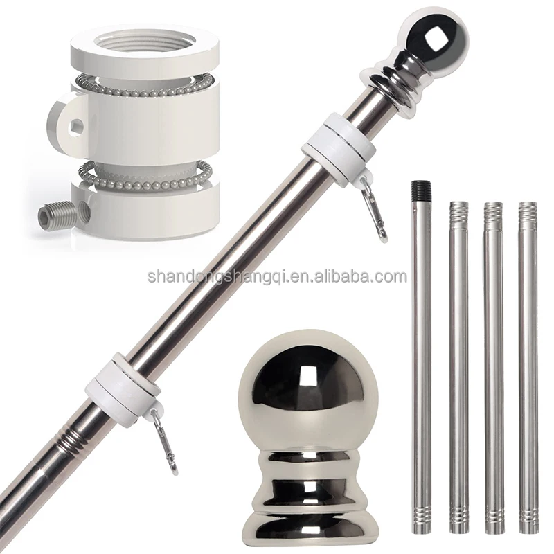 5ft stainless steel house outdoor flag poles kit heavy duty wall mount flagpole with aluminium aluminum bracket flag banner pole