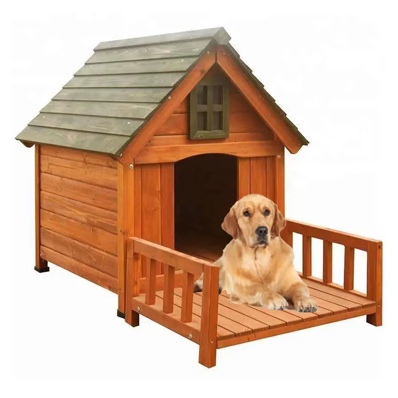 High-quality wholesale  Luxury Factory Price Outdoor windproof dog house painted solid wood folding pet house with balcony
