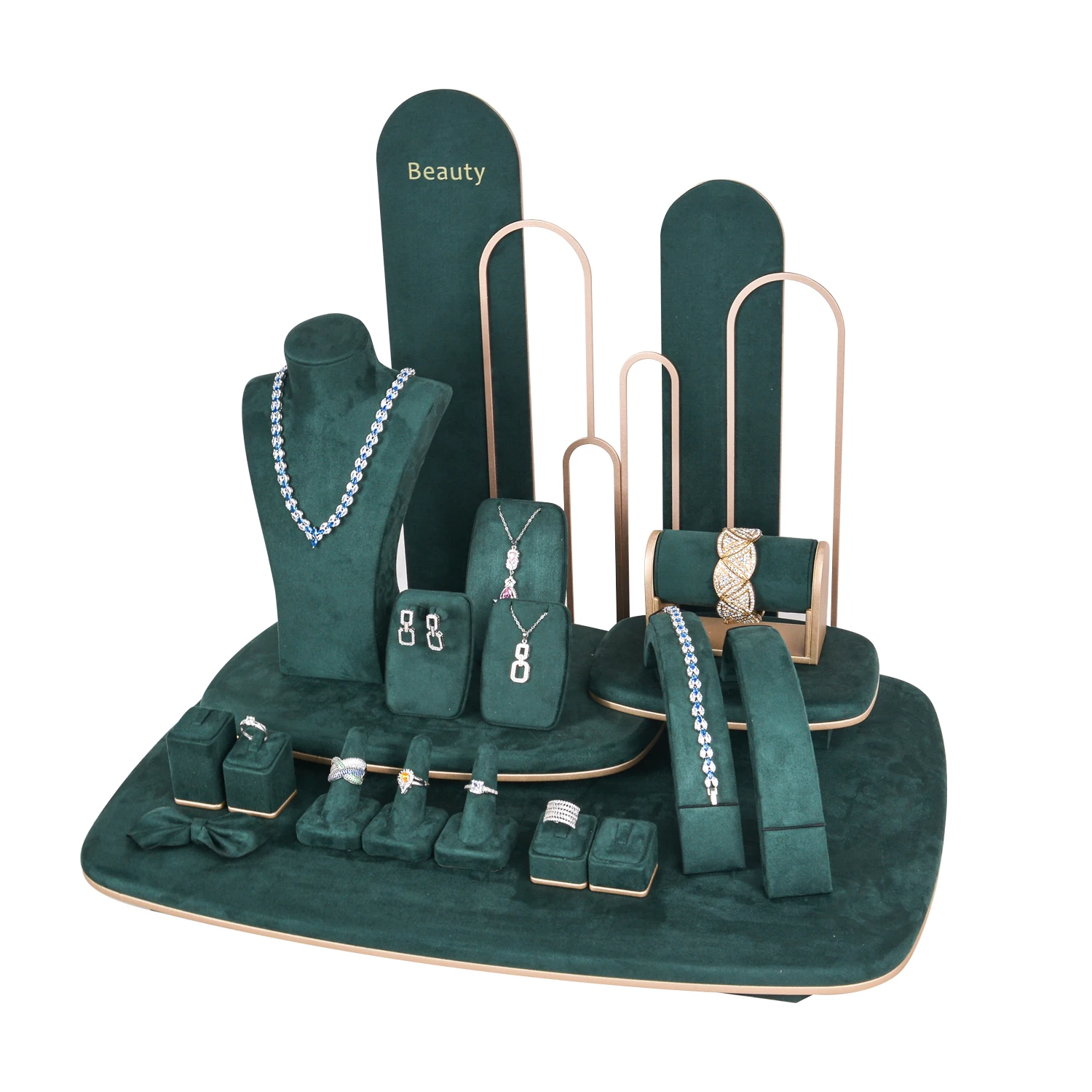 Wholesale Custom Microfiber Jewellery Holder Ring Earring Bracelet Necklace Jewelry Display Stand Showcase