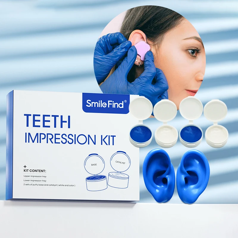 Dental Putty Ear Mold Kit Grillz Moulding Teeth Soft Kits Mold Silicone Material Trays Dental Impression Putty Blue White Set