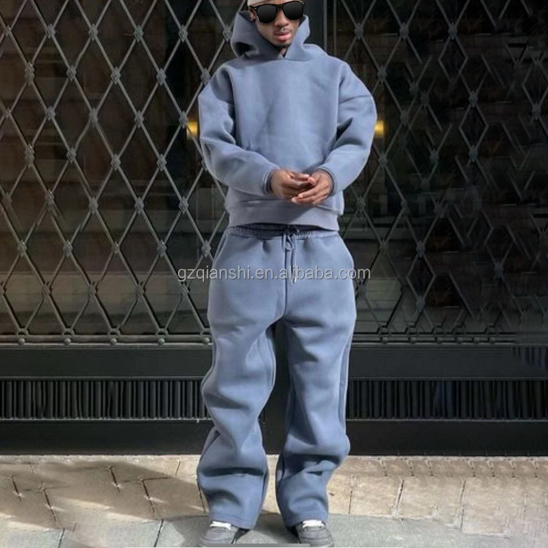 custom unisex stacked pants sweatsuit sweatpants and hoodie set flared tracksuit manufacturer windbreaker tracksuits for men