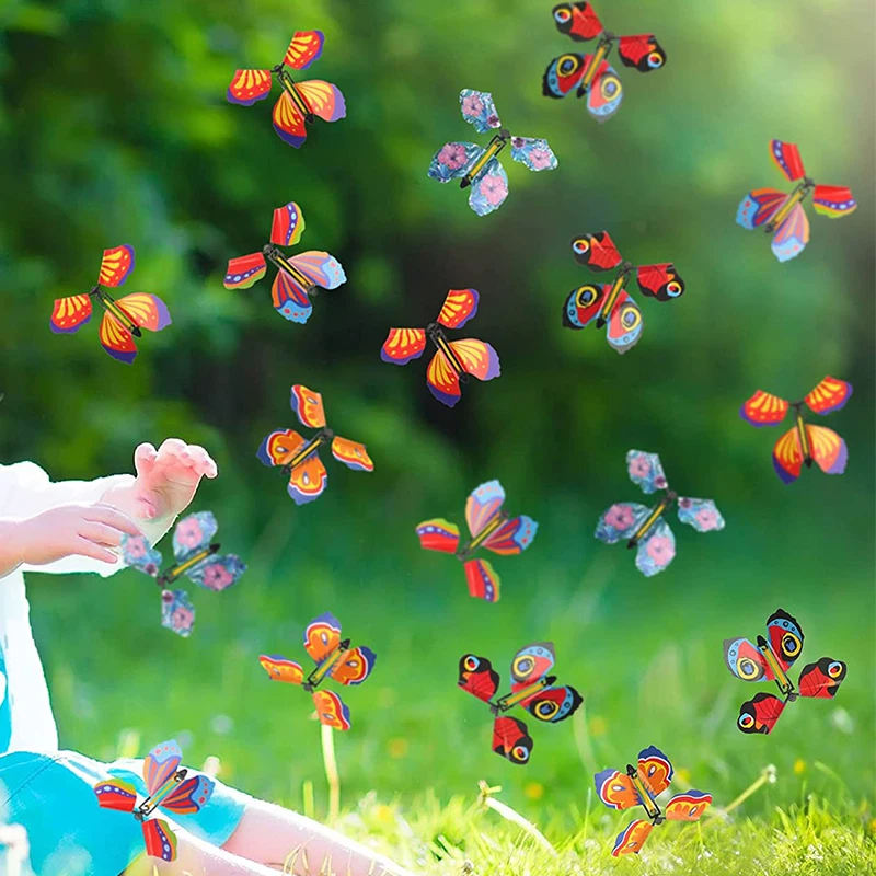 Magic Fairy Flying Butterfly Card Wind Up Butterfly Flyers Butterflies for Party Christmas