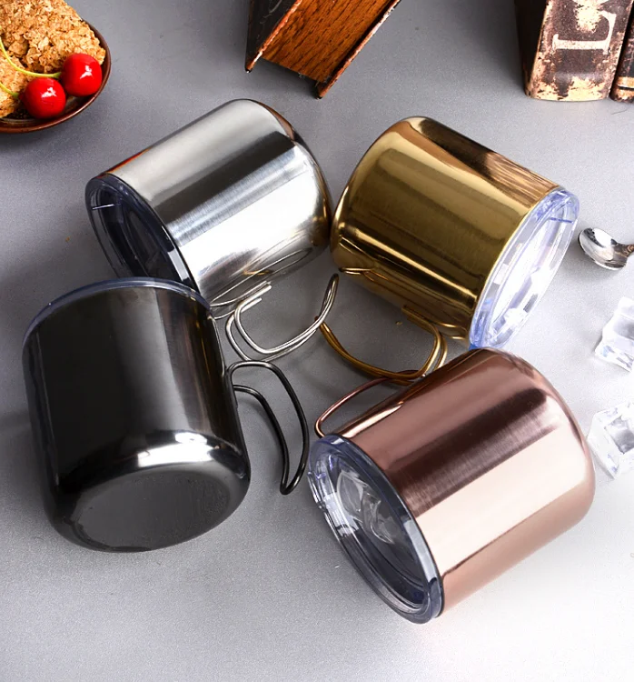 
hot sale custom 400ml double wall stainless steel heat insulated tea flasks cup coffee mug with handgrip and lid BPA free 