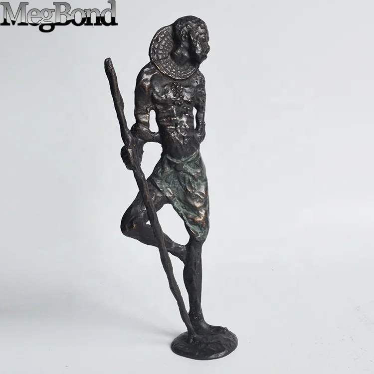 Cast iron metal bronze Minoria african statue for  home,  Mini metal man statue