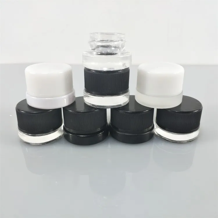 
5ml 7ml 9ml 5g 7g 9g Glass clear CBD Wax Oil Concentrate Container glass Jar,jars glass with child resistant 