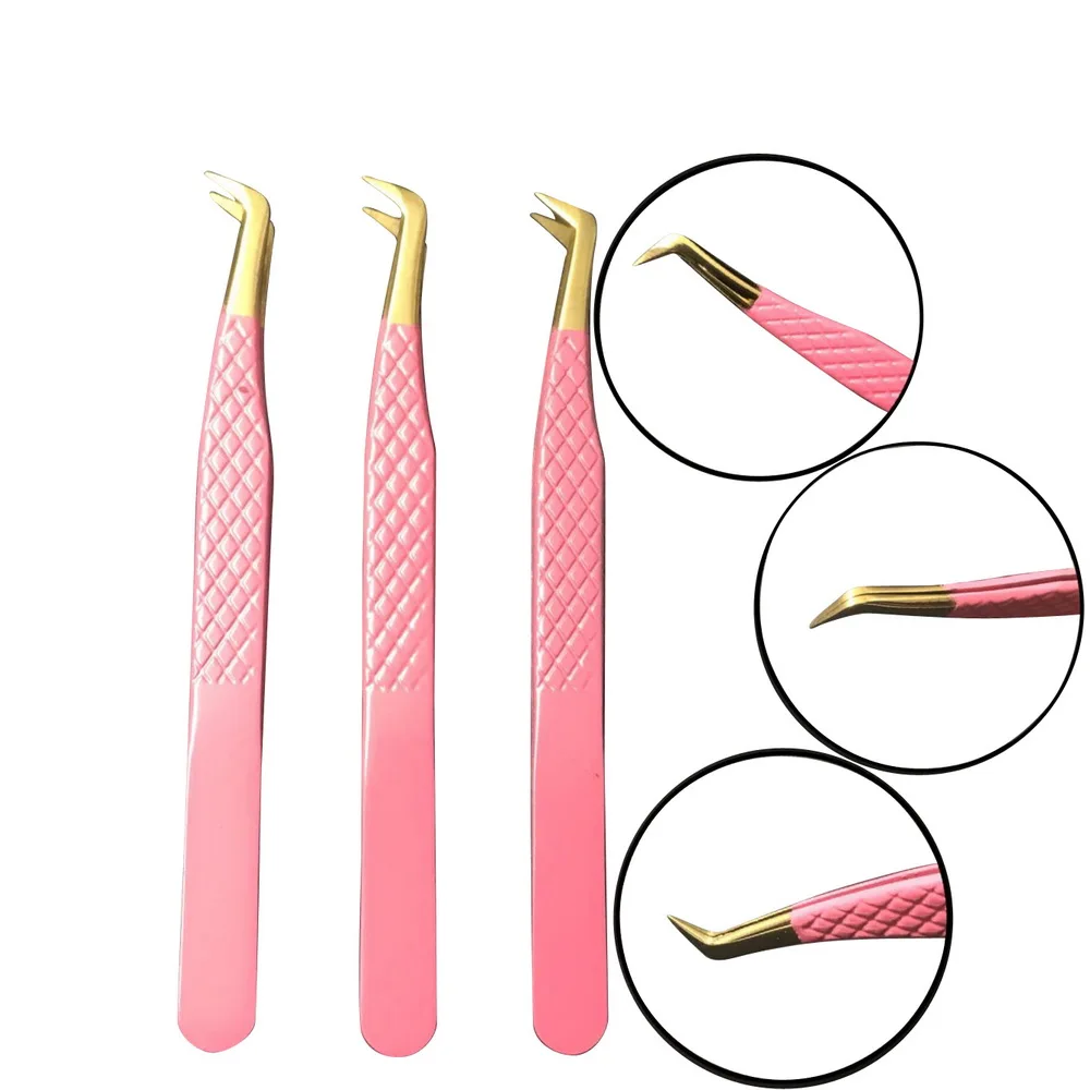 Custom LogoTweezers Extension Eyelash Lash Diamond Eyebrow Laah For Set Las Tweezer diamond volume lash 90 degree tweezers