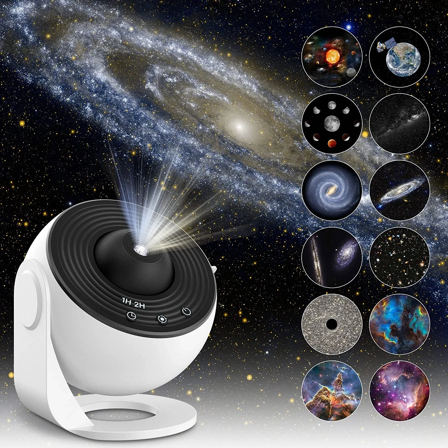 2023 NEW Globe Rocket Astronaut 12 in 1 Starry Sky Planetarium Projector 360 Degree Rotate Kids Night Lights with Timer