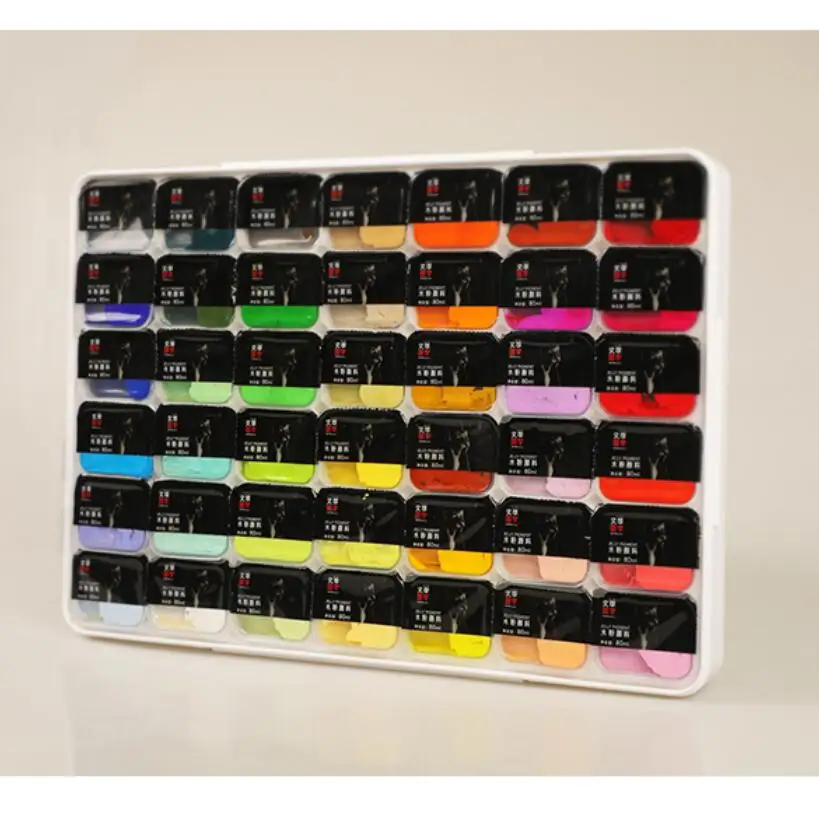 Gouache Paint Set of 42 Colors with Storage Box Vibrant Non-toxic Gouache Paint Jelly Gouache Pigment Set