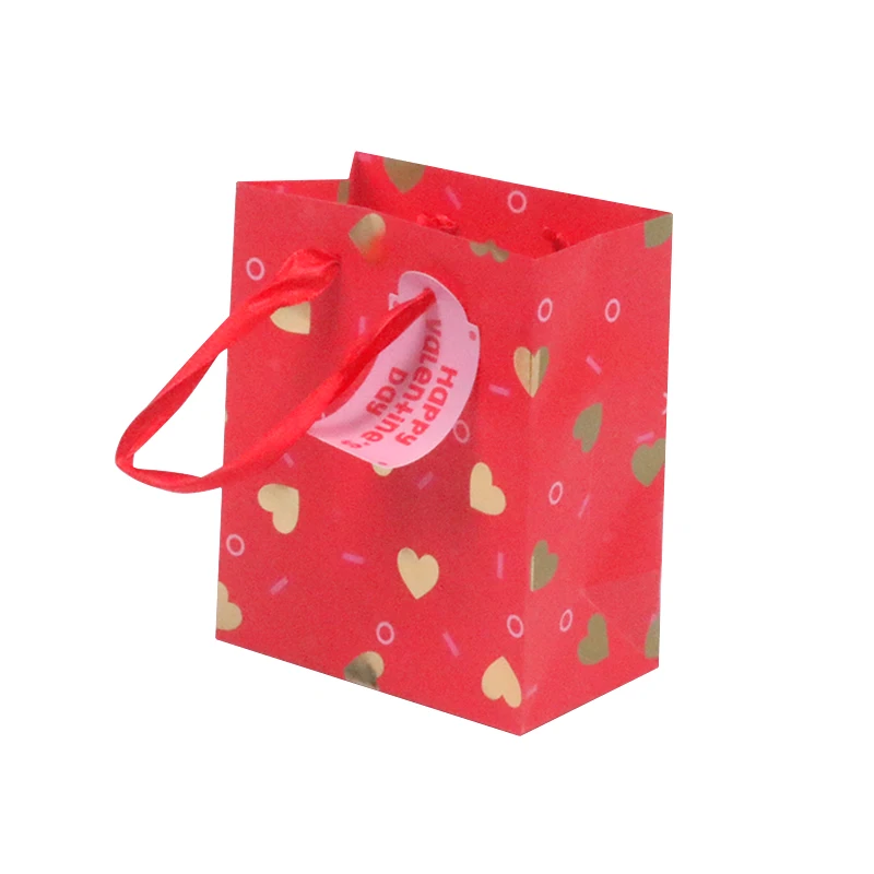 Wholesale Custom Logo Simple Love pattern Craft Kraft Cardboard Folding Shopping Paper Bags With Handle