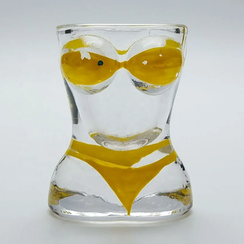 Amazon Hot Selling female male  body shot glass with bikini painting for bar party