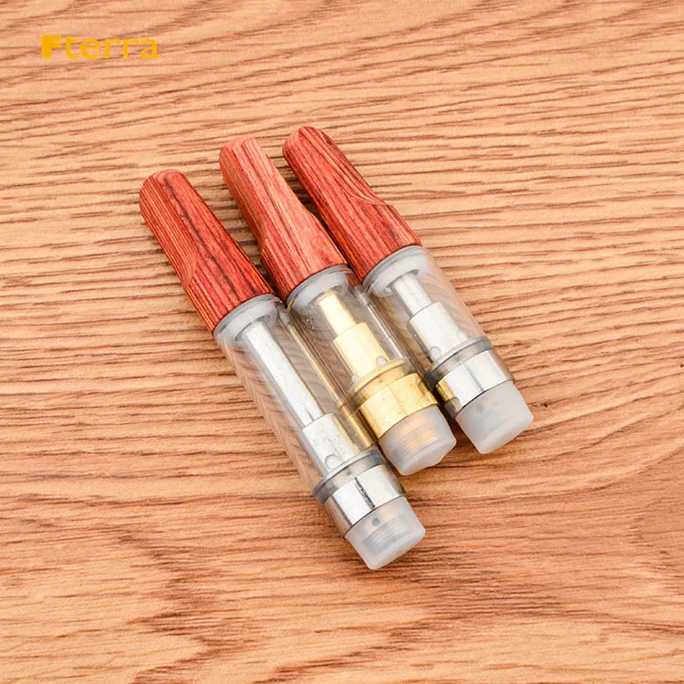 Hot Selling Wood Tip .5 ml Vape Cartridge 510 Thread Cbd Ceramic 1.0ml wooden tip Cartridge