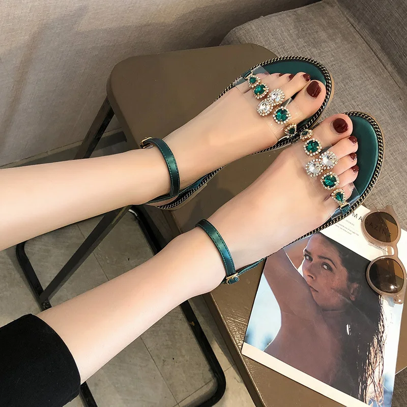 
Women Gladiator flats Sandals Casual Beach Shoes Rhinestone flats Sandals Women Sandals Fashion Summer Shoes 