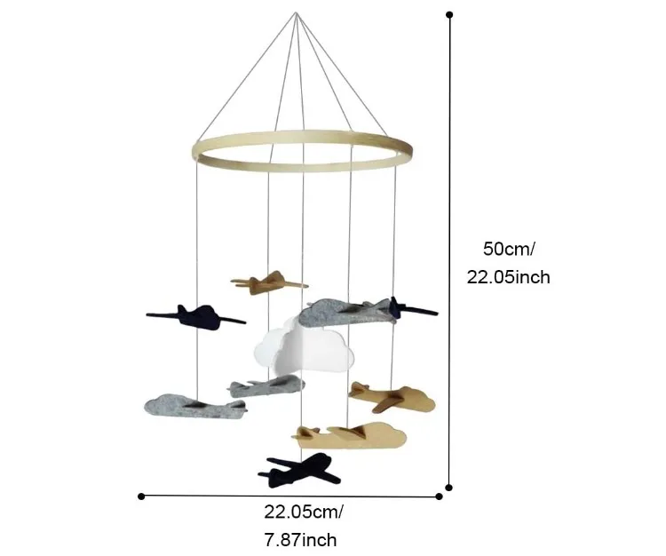 Eco-friendly wooden hand-made felt airplane wooden crib mobile phone Nordic baby hanging toy